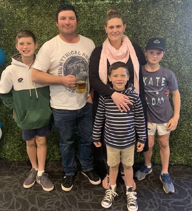 Mat Watson with his family after receiving life membership to Cargo Blue Heelers. Picture supplied 