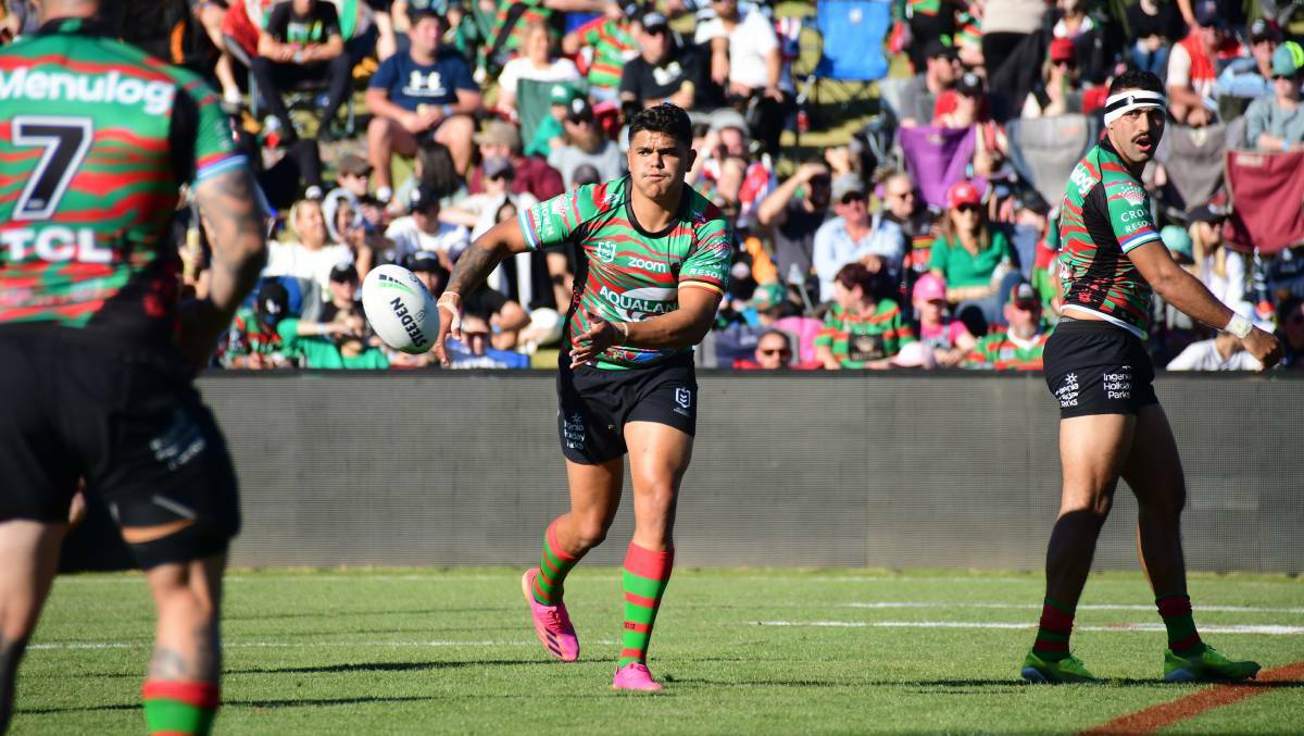 Latrell Mitchell playing at Dubbo last year against the Penrith Panthers. The star fullback was on fire against Sydney Roosters on Friday. Photo: AMY MCINTYRE