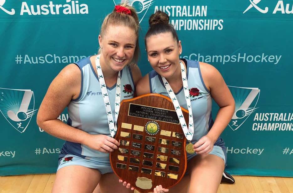 HOCKEY STARS: Chloe Barrett (left) and Emma Corcoran (right) have played as team-mates at state level but they'll oppose each other this season with the former playing for United. Photo: File 