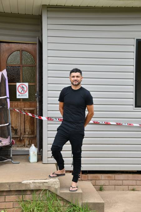 Ricky Whitton stands at the house where lived with his partner Casey and daughter Korra. Picture by Carla Freedman 