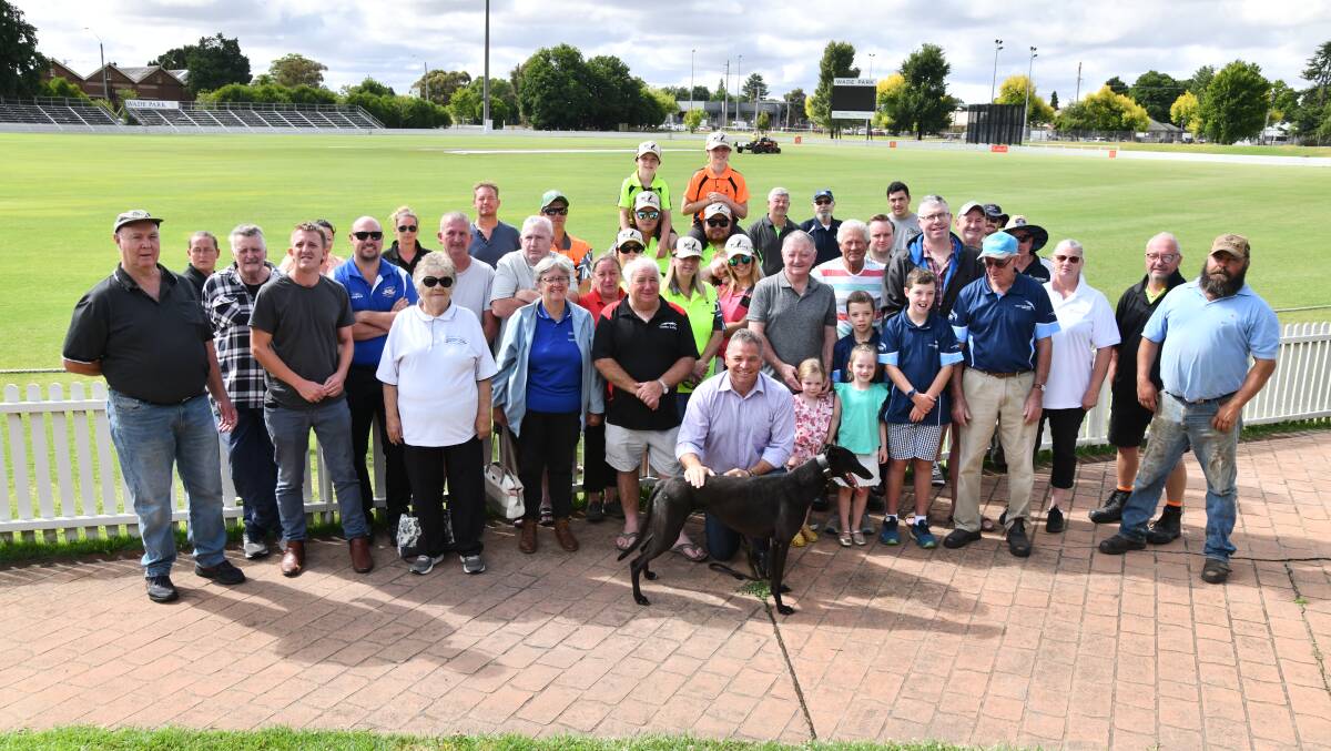 Member for Orange Phil Donato with greyhound racing participants from Orange and Cabonne. Picture by Jude Keogh 