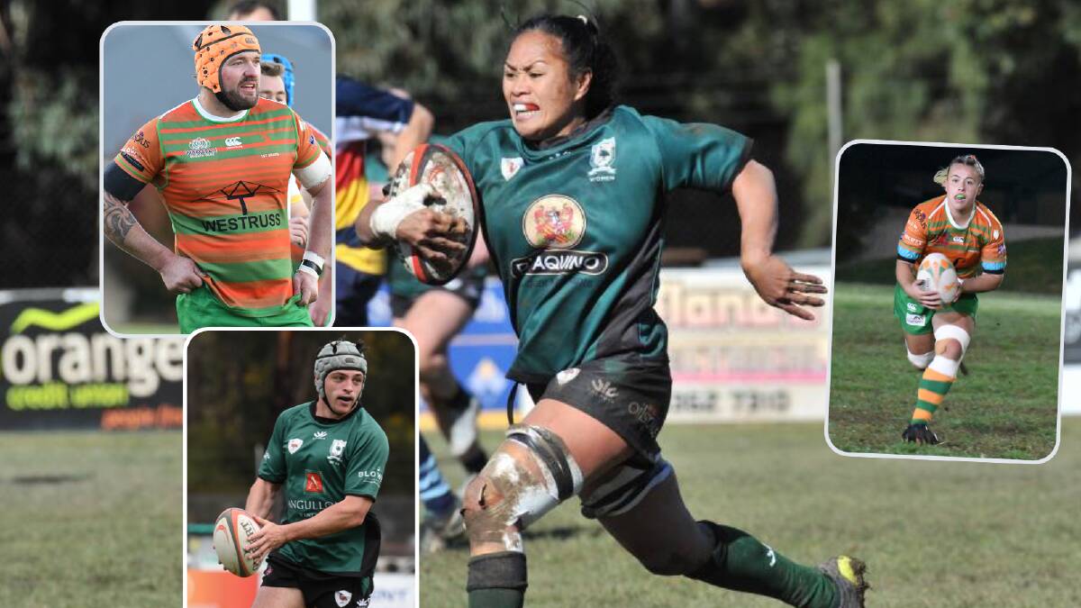 SEA OF ORANGE: Josh Tremain, Ollie Harvison, Jacky Lyden and Holly Jones are four of twelve players selected from Orange for the Central West rep rugby sides.