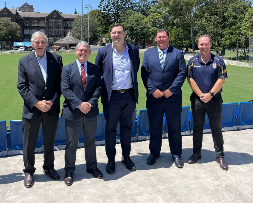 Sydney University Football Club and Kinross Wolaroi School stakeholders; David Lyons (middle). Picture supplied 
