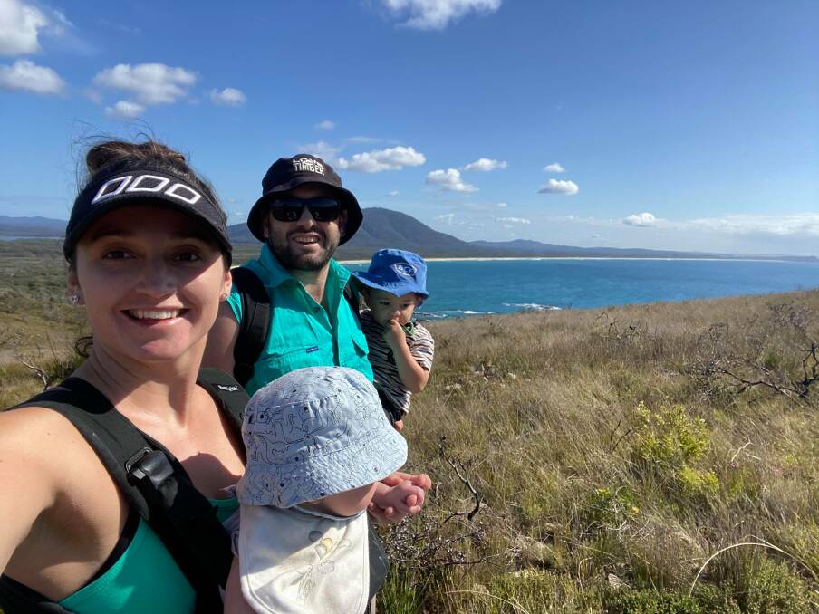 Out in nature: Elenya Dixon and Nick Mckechnie are teaching their sons about the beauty of the environment. Photo: supplied. 