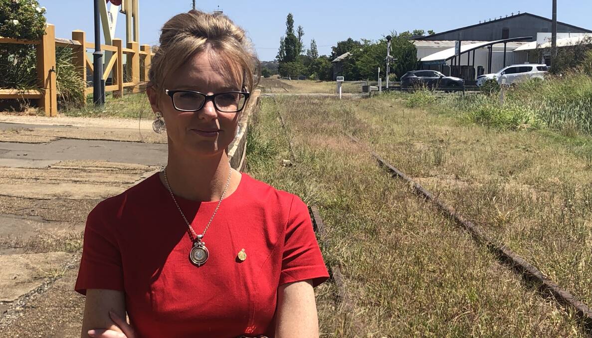 NOW'S THE TIME: Steph Cooke MP, pictured on the closed Blayney to Demondrille line. Photo: COWRA GUARDIAN 