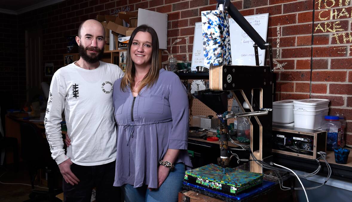 TRANSFORMING: Adam and Ashlee Slater founded Zero Plastics Australia after a near-death experience forced Mr Slater to reassess his priorities and make his plastic recycling hobby a business. Picture: Adam Trafford