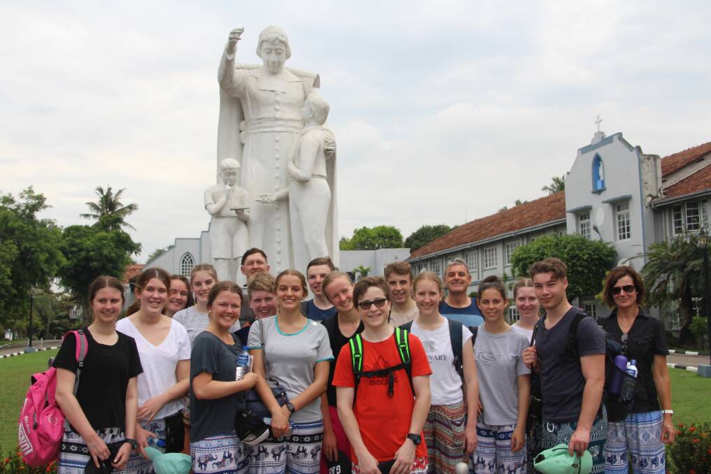 Helping Hands: Fifteen students and four teachers travelled overseas to take part in the James Sheahan’s Mission Project which helps to better the future of Sri Lanka through education. Photo: Supplied.