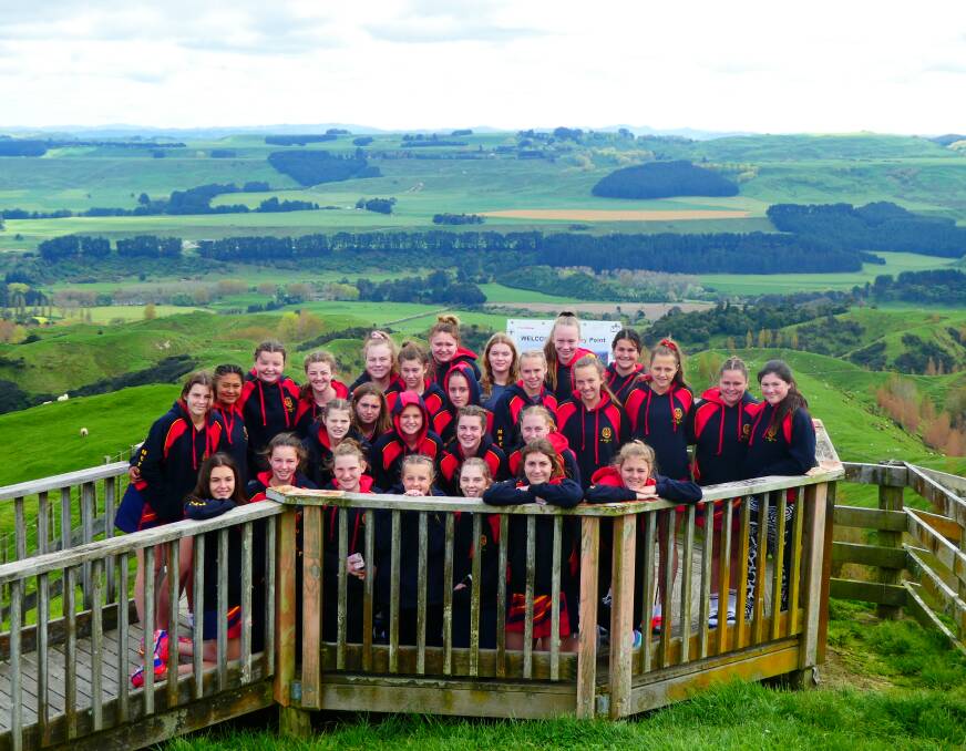 Netball Tour: A group of twenty eight girls from Year 8 and 9, along with umpires, teachers and parents enjoyed a 10 day tour of New Zealand. Photo: Supplied. 