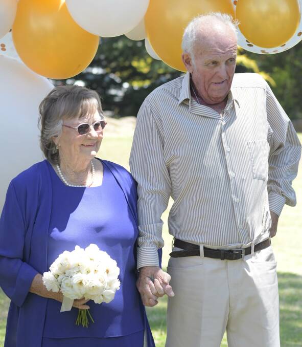 Margot Adams (now Parish) and Keith Parish shortly after their wedding ceremony in the garden of Western Care Lodge for Cancer Patients on Thursday. PHOTO: JUDE KEOGH