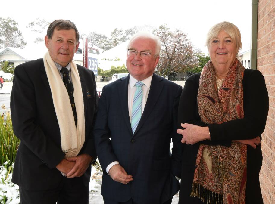 SOCIAL EPIDEMIC: Mayor Reg Kidd, the NSW Ageing and Disability Commissioner Robert Fitzgerald and CSU elder law expert Susan Field. PHOTO: JUDE KEOGH