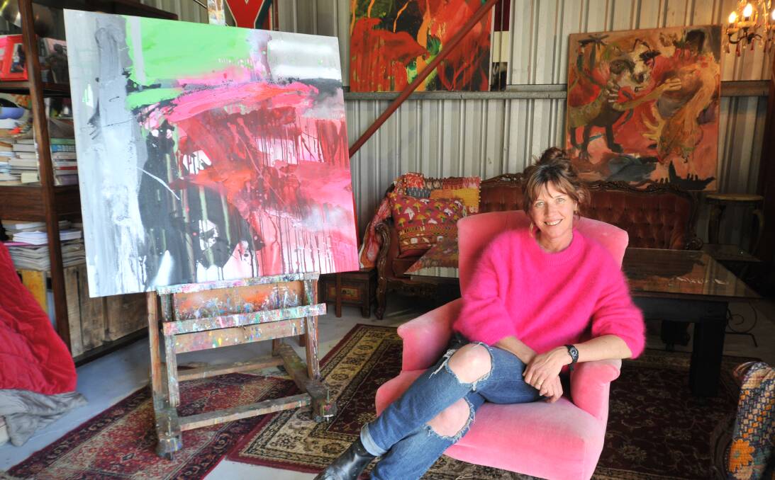 OPENING SOON: Artist and curator Larissa Blake and her painting 'Hope and Velvet' which will be one of 40 pieces of art on display in the 'Signature' exhibit at Peisley Street Gallery. PHOTO: JUDE KEOGH