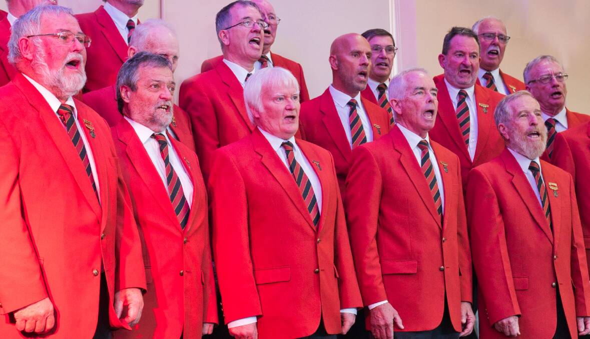 CONCERT: Singers from the Orange Male Voice Choir - back row: John Read, Bruce Middleton, Peter Reid. Middle row: Uel Balcomb (obscured), Gareth Thomas, Derek Ferrie, Stephen May and Pat Mullins. Front row: Bob Nash, Chris Mills, John Mealings, David Kennedy and Rodney Davis. PHOTO: SUPPLIED