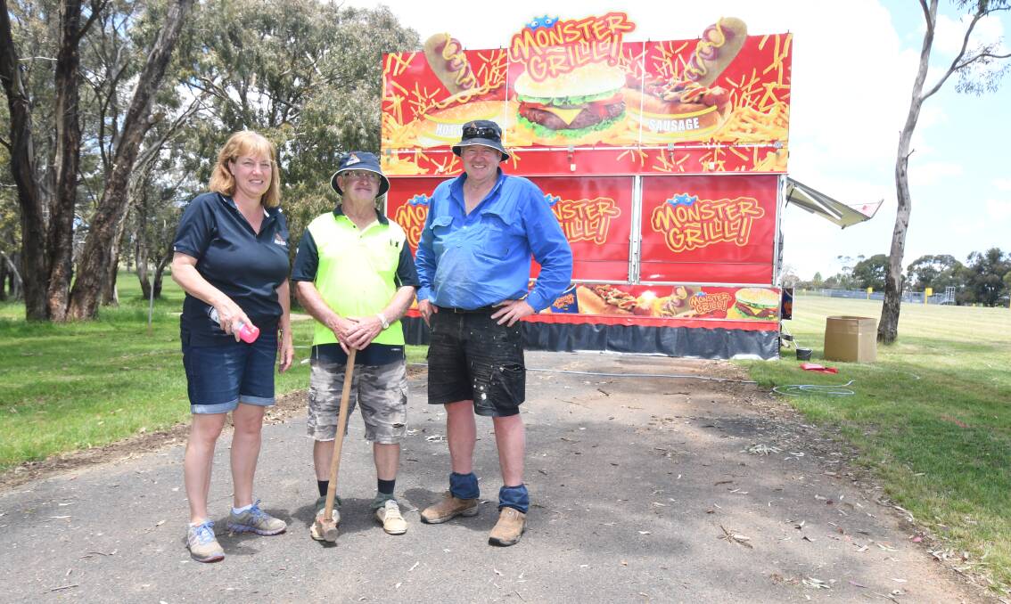 THIS WEEKEND: Jane West, Barry Riley and Mick Wood have been hard at work getting the Borenore Field Days' site ready for Sunday's markets. PHOTO: JUDE KEOGH