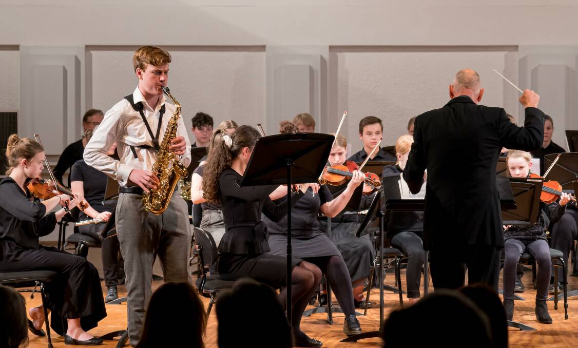 TALENT: Eric Driver, 2021 HSC Support Scholarship Recipient, performing a Saxophone Concerto with the Orange Youth Orchestra. PHOTO: SUPPLIED
