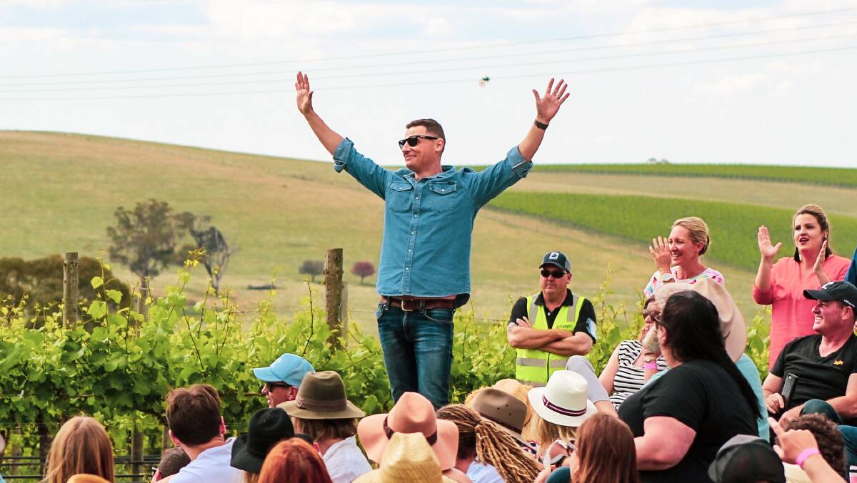 Comedian Merrick Watts at last year's sold-out Grapes of Mirth event at Nashdale Lane Winery. PHOTO: SUPPLIED