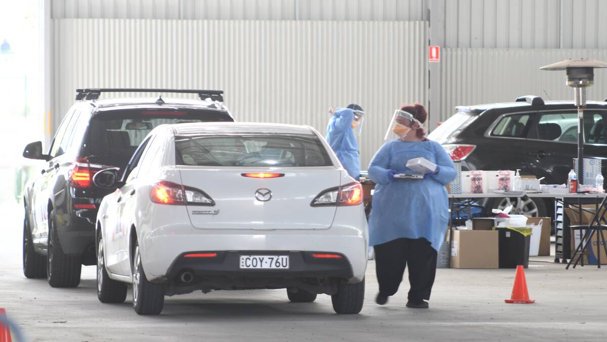 COVID testing at the Orange Showgrounds on Tuesday - the day the city recorded seven new cases. PHOTO: JUDE KEOGH