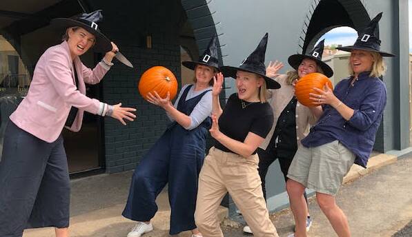 SCREAMING GOOD TIME: Members of the Orange Open Air Cinema committee get into the spooky spirit ahead of their first Halloween event. From left: Holly Manning, Claire Fox, Bec Janek, Alex Burke and Charlotte Gundry. PHOTO: ALANA CALVERT
