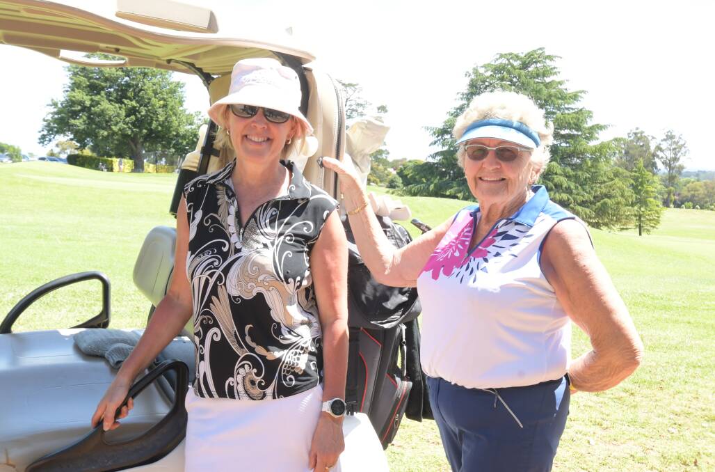 GREAT DAY FOR IT: Denise Stewart and Robyn Wat were among 156 golfers who came to town to play in the Open Amateur Tournament this week. PHOTO: JUDE KEOGH