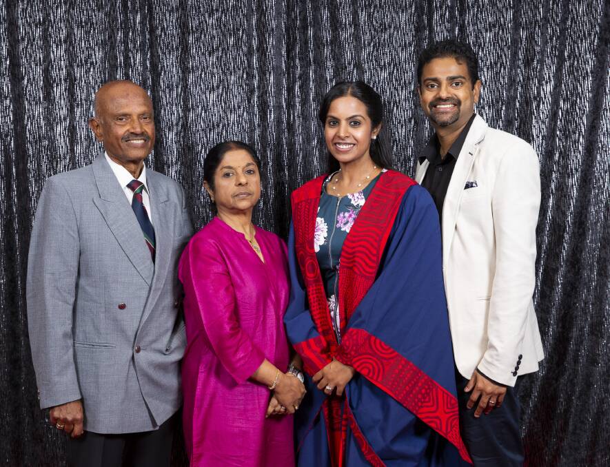 DONE GOOD: Dr Ramya Raman with her father Dr Anatanarayanan Raman, mother Latha Raman and husband Surakshan Mendis at the RACGP Awards earlier this month. PHOTO: SUPPLIED