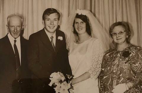 EVERLASTING: Val (nee Whiting) and John Packham with his parents, George and Edna Packham on their wedding day in 1971.