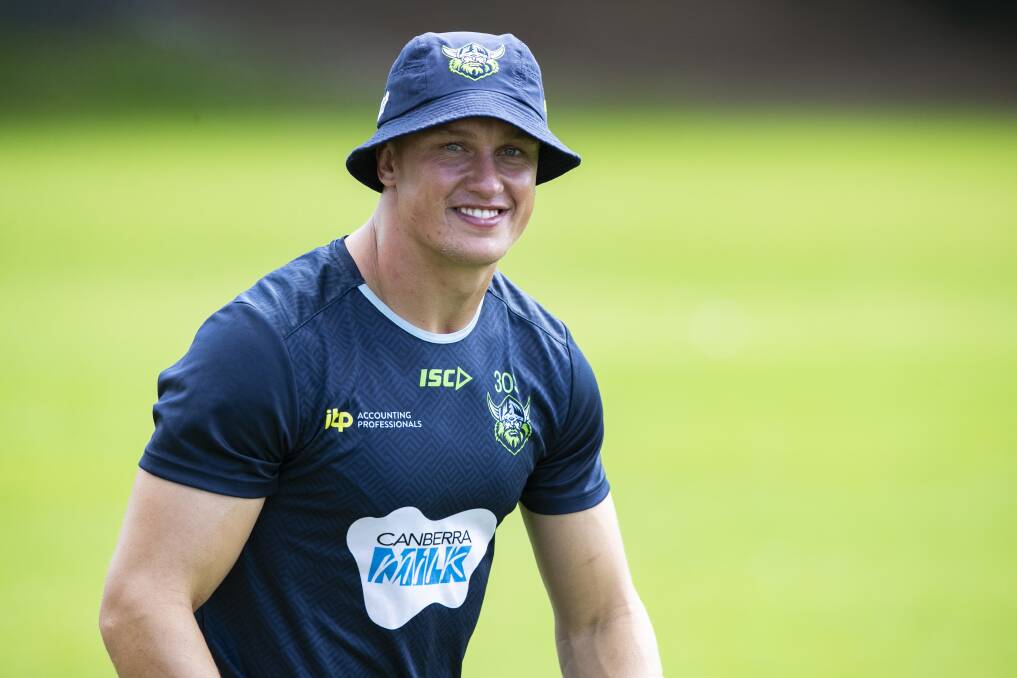 A happy Jack Wighton says the Raiders will look to lift Canberra's spirits with a win over Manly. Picture: Keegan Carroll