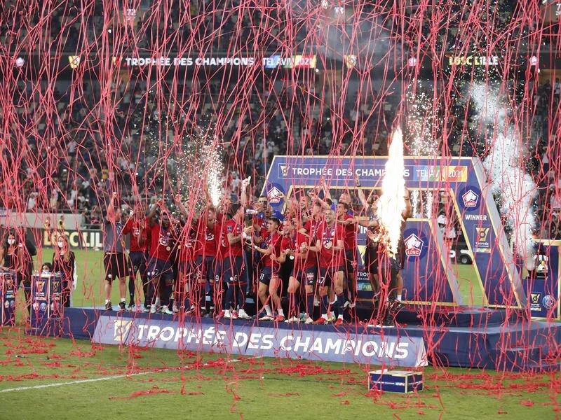 Lille celebrate their first trophy of the new season after beating PSG in the Trophee des Champions.
