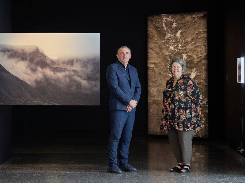 Museum CEO Blair French and prize judge Nici Cumpston praised the competition finalists' works. (HANDOUT/MURRAY ART MUSEUM)