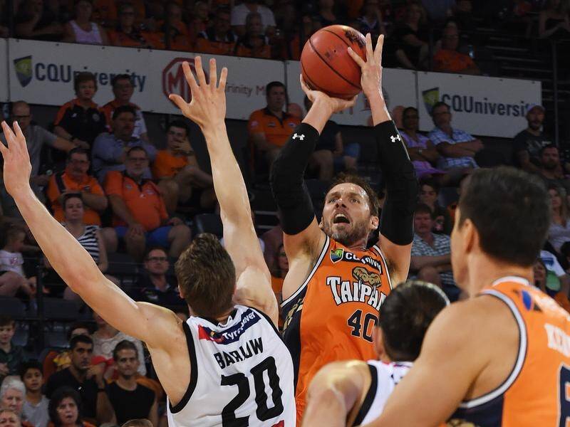 Cairns' Alex Loughton shoots during the NBL match between Cairns and Melbourne United.