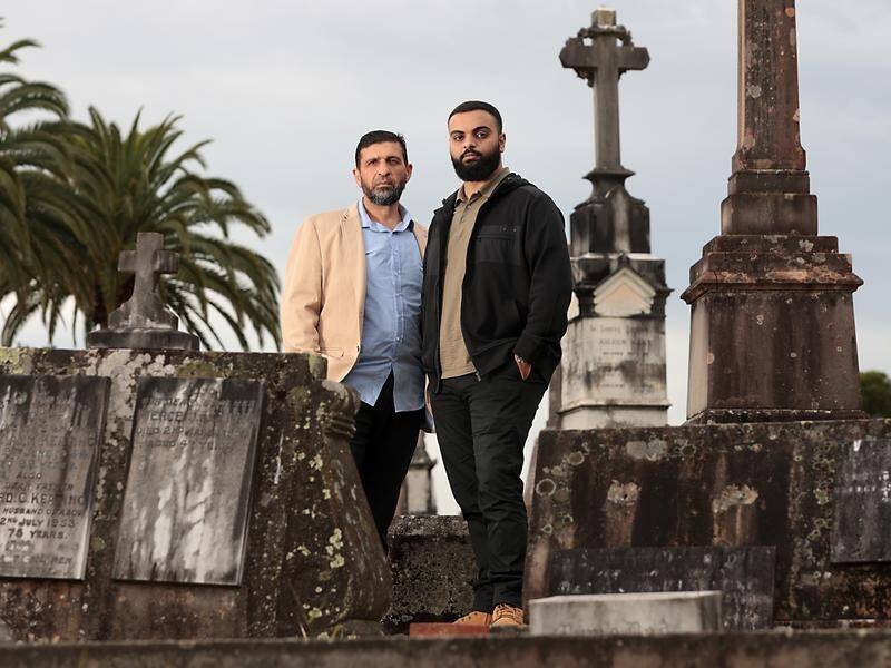 Inviropod's Bassam Alameddine, left, says governments should do more to back sustainable burials. (Jane Dempster/AAP PHOTOS)