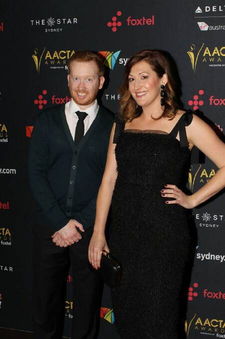 Luke McGregor and Celia Pacquola on the red carpet at the AACTA Luncheon, in Sydney, Monday, December 4, 2017. (AAP Image/Ben Rushton) NO ARCHIVING