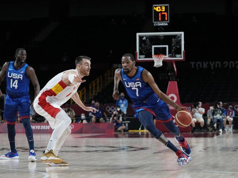 Kevin Durant has steered United States past Spain and into the Tokyo Olympic basketball semi-finals.