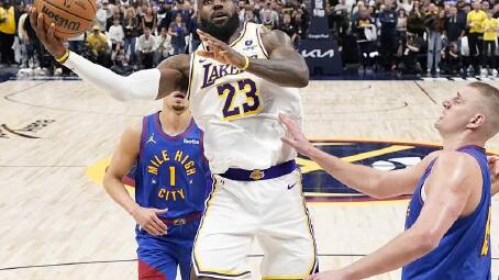 Le Bron James couldn't prevent the LA Lakers losing to Denver in their NBA playoffs series opener. (AP PHOTO)