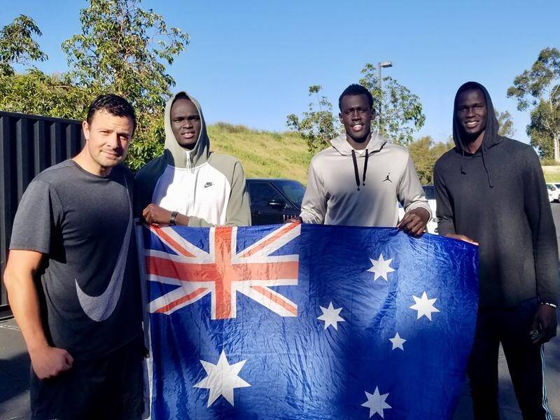 Makur Maker (second from right) has been training with Anthony Susnjara, Matur Maker and Thon Maker.