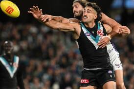Port's Ivan Soldo copped a knock in a torrid win over the Dockers but is ready to face the Magpies. (Michael Errey/AAP PHOTOS)