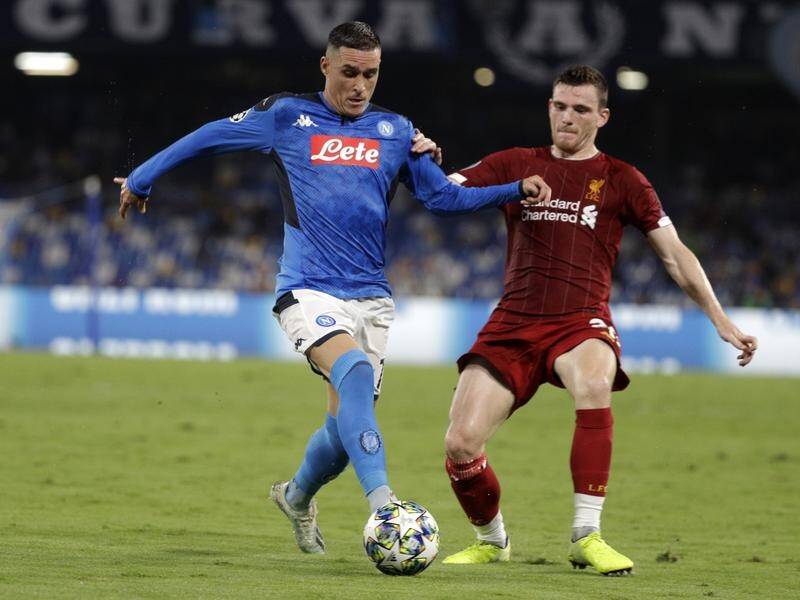 Napoli's Jose Callejon and Liverpool's Andrew Robertson were involved in the game's key moment.