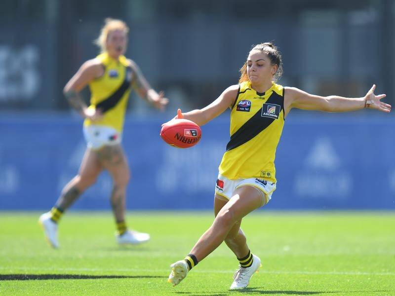 Monique Conti was a standout for Richmond as they thrashed Geelong by 47 points in the AFLW.