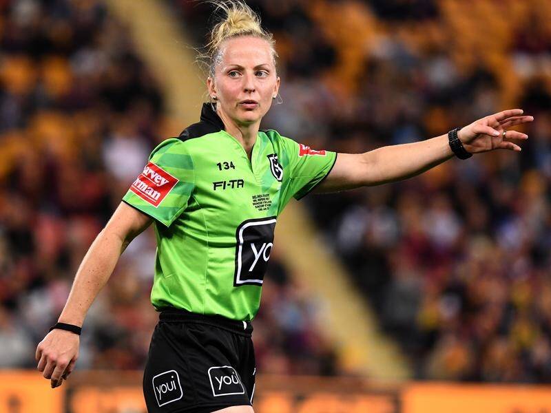 Referee Belinda Sharpe can't wait to get back on the NRL field after her debut at Suncorp.