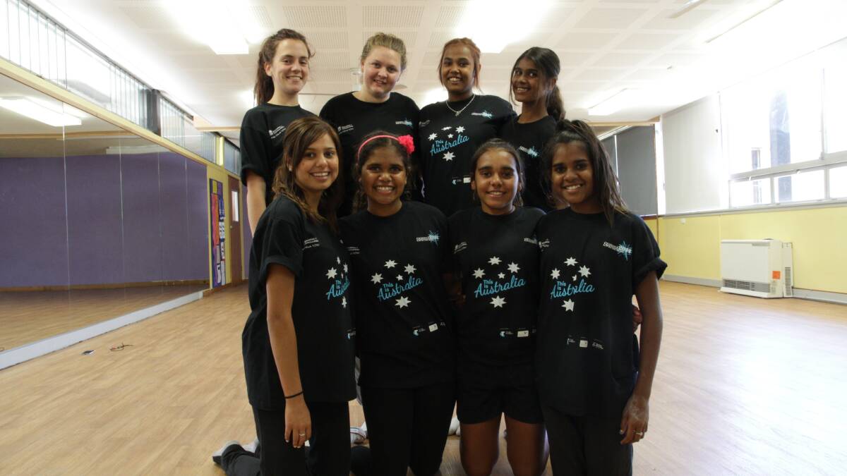 LOVE OF DANCE: Aboriginal dance group members (back) Samanatha Clifford, Kiaya Clark, Alinta Fuller, Brianne Wise, (front) Maddison Leonard, Kiea Wise, Jada Murphy and Joan Shillingsworth are looking forward to going to Sydney next week to perform in the School Spectacular as part of The Canobolas Rural Technology High School dance contingent. Photo: MEGAN FOSTER   1118MFdance2