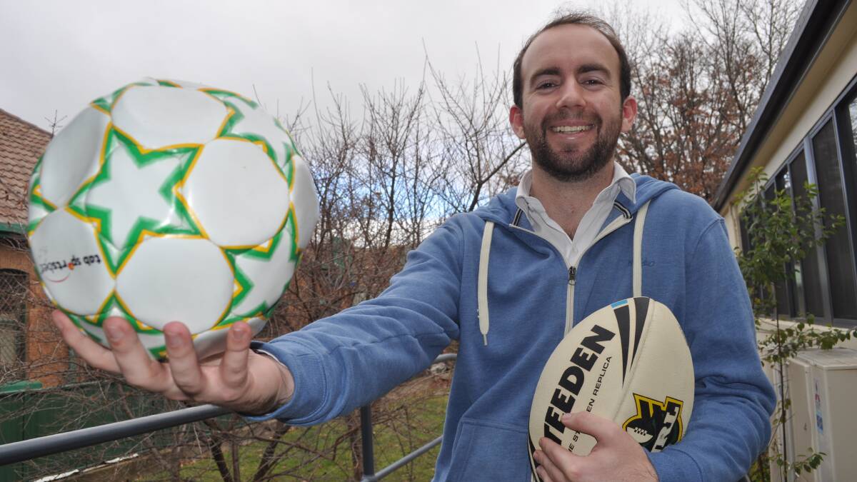 SET THE ALARM: Matt Tedeschi will be among scores of sporting fans who will lose sleep to watch both the State of Origin and the World Cup tonight. Photo: NICK McGRATH 	       0617nmsoccer1