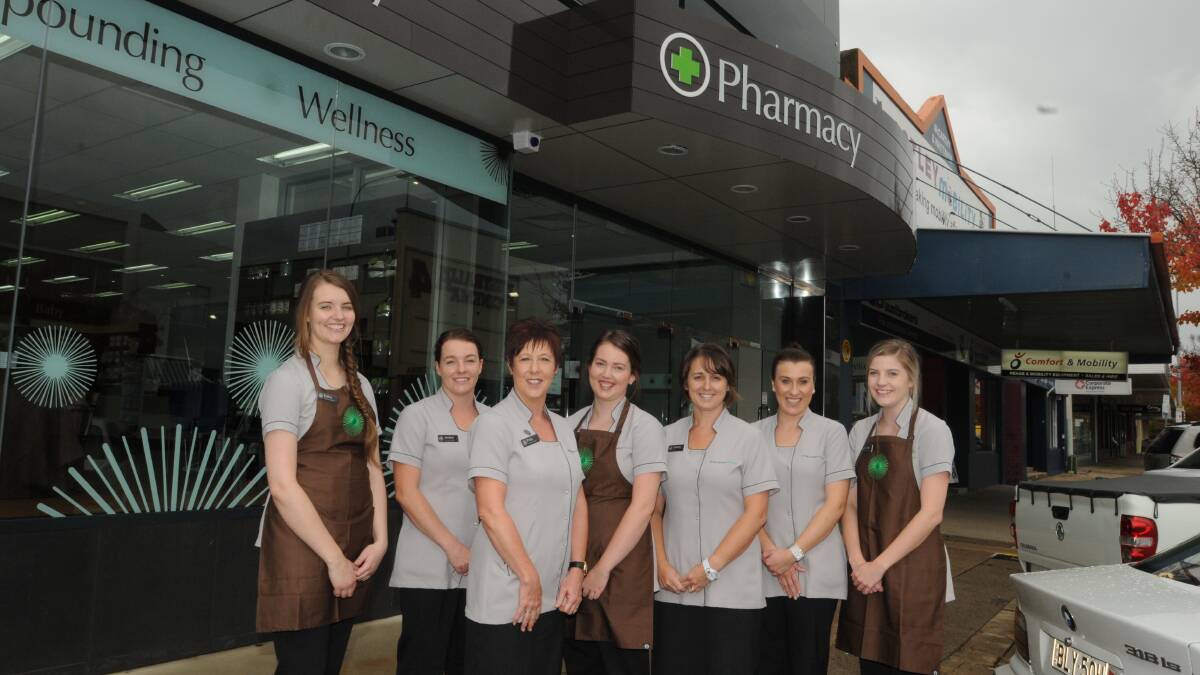 MORE SPACE: McCarthy’s Pharmacy staff Kalea Blowes, Amber Carr, Peita Whiley, Mahlia Redmond, Tammy Irwin, Kylie Ryan and Corine Fahy are thrilled with their new premises. Photo: JUDE KEOGH 0417mccarthys3
