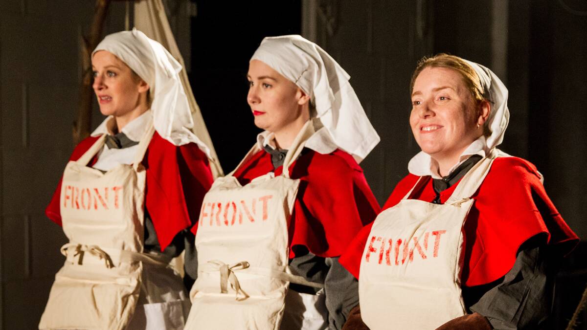 HEADED FOR MANILDRA: Through These Lines writer Cheryl Ward (right) who plays Matron Ada Watson, pictured with Kate Skinner and Rebecca Barbera who play World War I nurses in the play. Photo contributed
