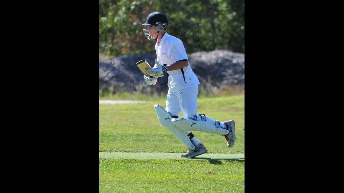 CRICKET: Harry Ellem takes off for a run on Saturday morning. Photo: STEVE GOSCH
