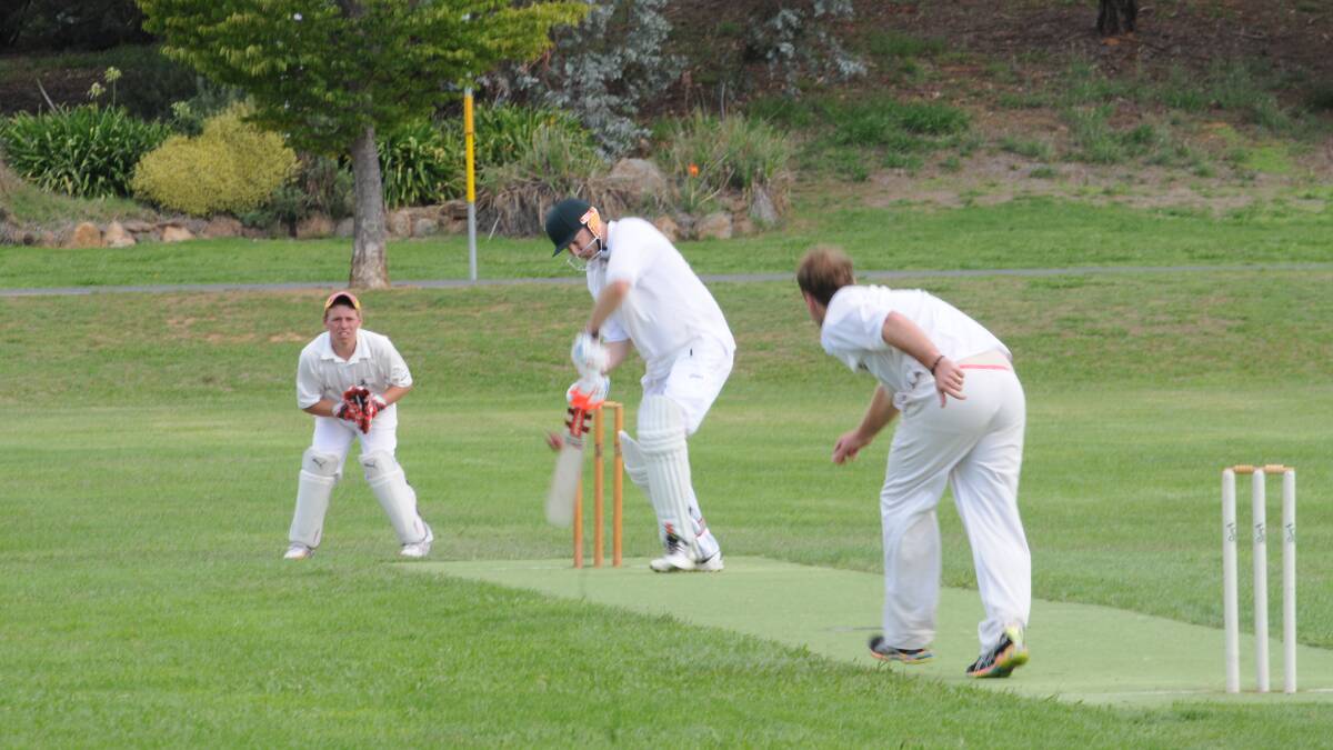 CRICKET: Dan Rimmer facing up to the bowling of Will Currall. Photo: LUKE SCHUYLER