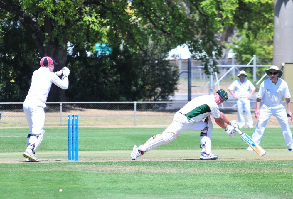 CRICKET: Orange CYMS' Nick Garton is dismissed against Centrals in the two teams' ODCA first grade encounter at Wade Park on Saturday. Photo: JUDE KEOGH
