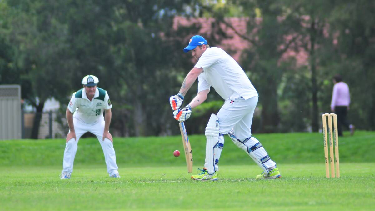 SECOND GRADE: Wanderers' batsman Scott Kennedy shows a solid defence in his side's grand final against Orange City at Max Stewart. Photo: JUDE KEOGH