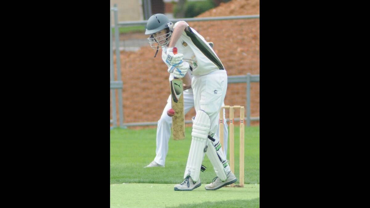 CENTENARY CUP: Orange CYMS' batsman Jeremy Finlayson shows the maker's name in his side's loss to Kinross on Saturday. Photo: STEVE GOSCH