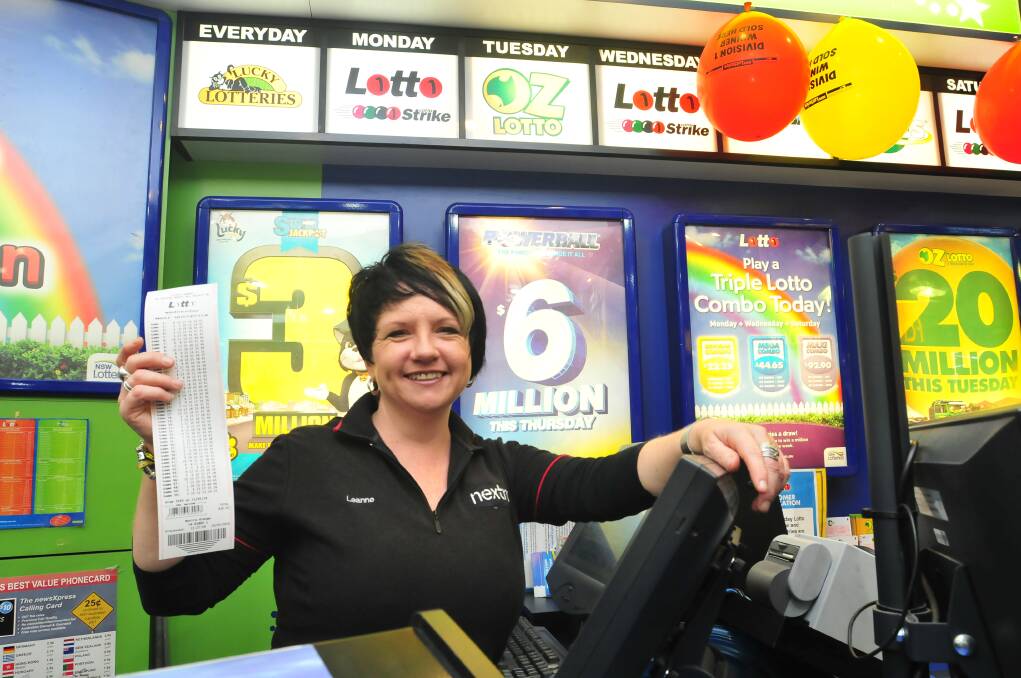 LADY LUCK:  Orange City Centre’s Nextra newsagency’s Leanne Mackie is thrilled her shop sold last week’s winning Lotto ticket.
Photo: JUDE KEOGH  0520WINNER1

