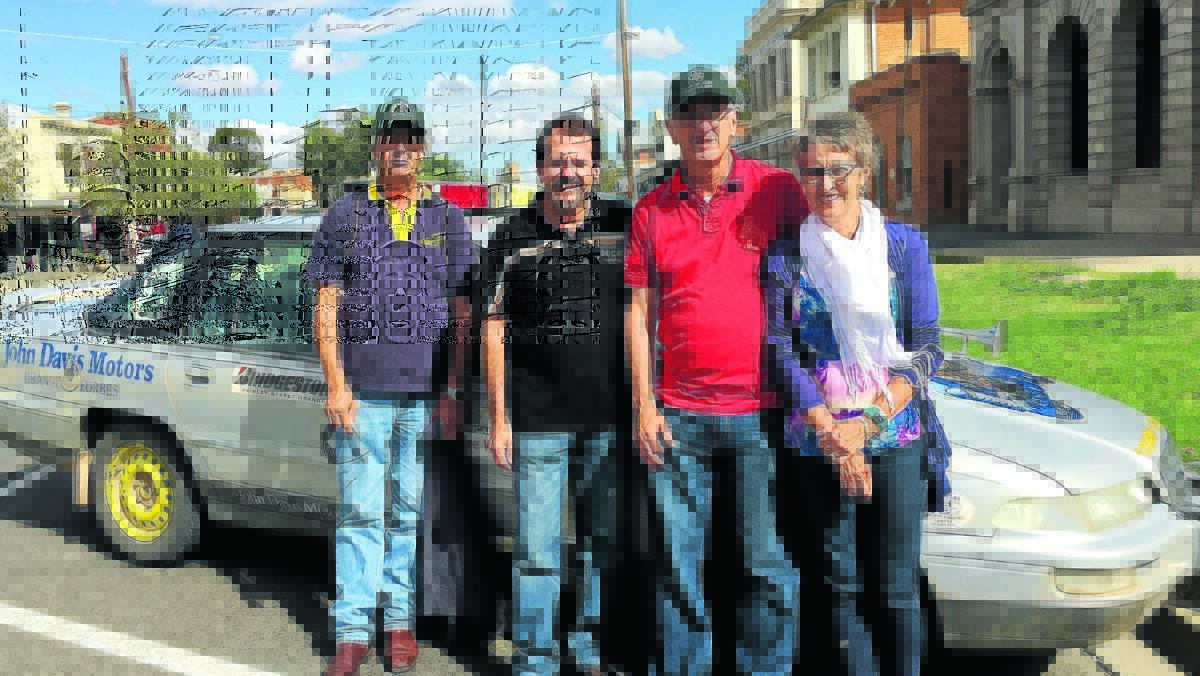 CRUISIN’: Russell Barnes, Bruce Smith, Terry and Janelle Davis during their rest day in Echuca yesterday. Photo: CONTRIBUTED