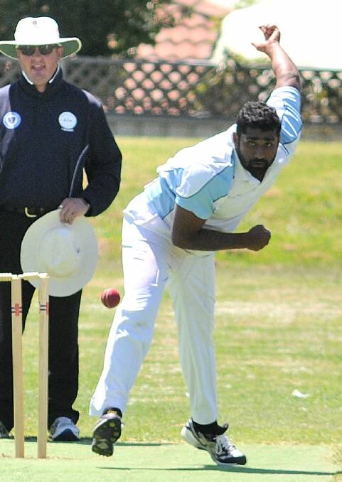 STEAMING IN: Abhilash Kaithamangalathu snared three wickets on Sunday, helping his Waratahs side claim the Third Grade T20 title. Photo: STEVE GOSCH 0214sgcrick1
