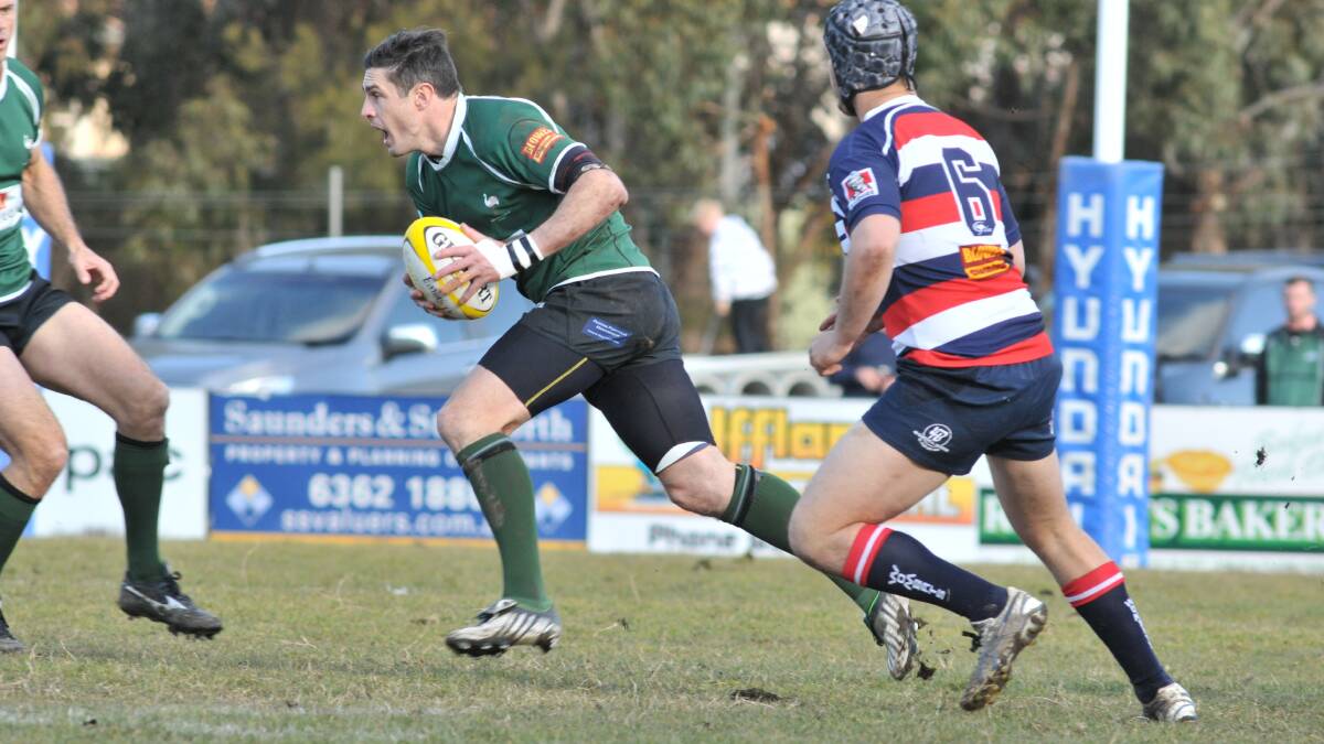 RETURNING LEADER: Emus skipper Nigel Staniforth makes his comeback from injury in the greens' clash with Rhinos on Saturday. Photo: JUDE KEOGH 0808emus3